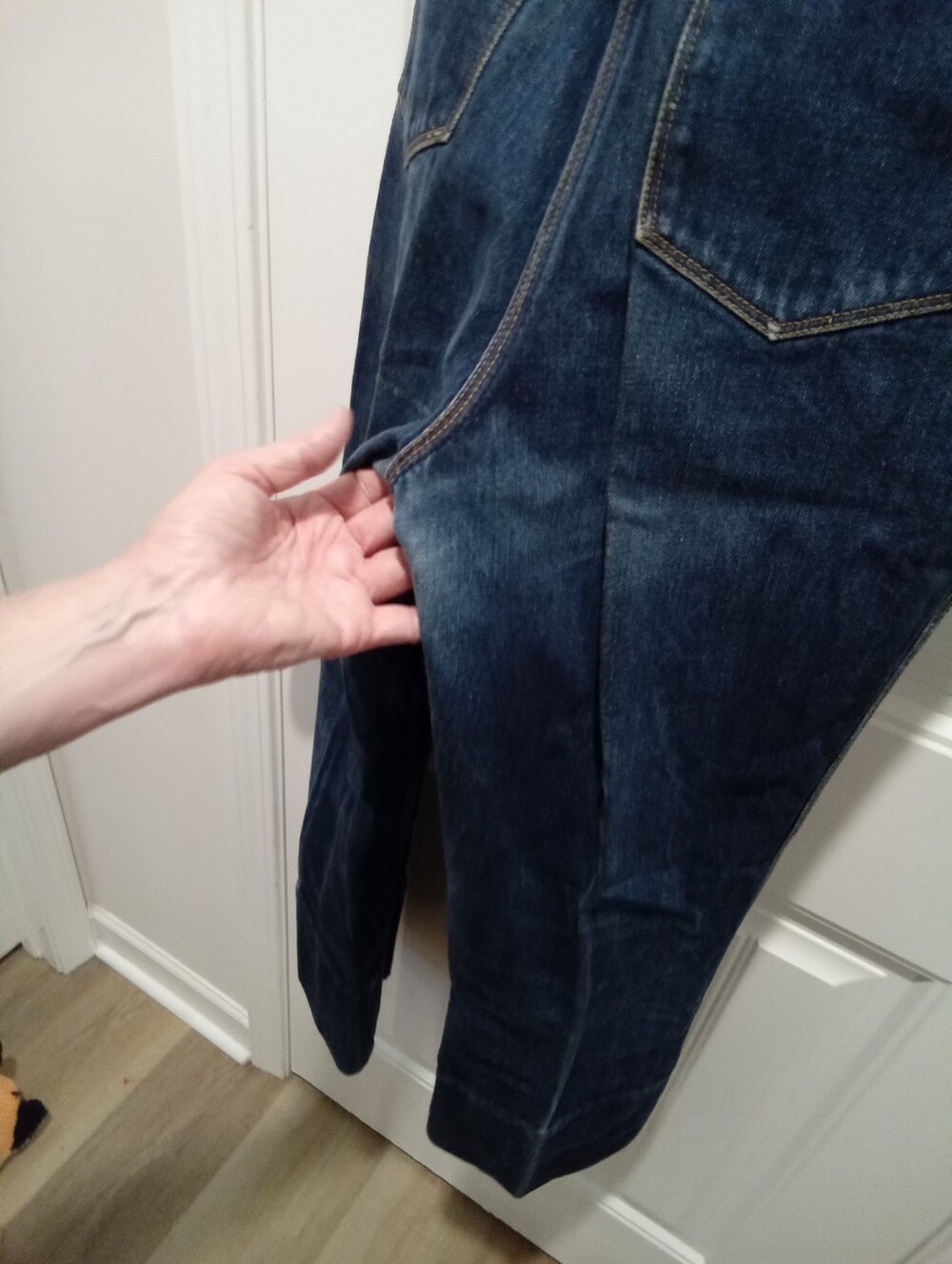Vintage 70's Gloria Vanderbilt Deep Indigo Blue Denim Orange Stitcing Sz 14 - Picture 4 of 16